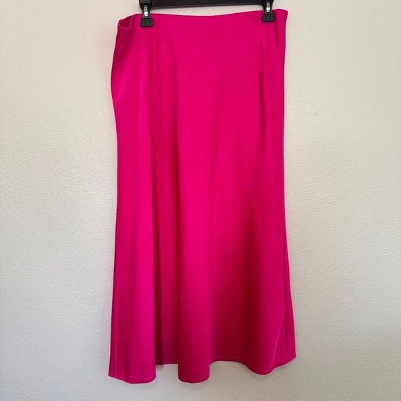 J.Crew Gwyneth Satin Slip Skirt Fuchsia Pink Size Large Midi Bias Cut - Picture 2 of 4